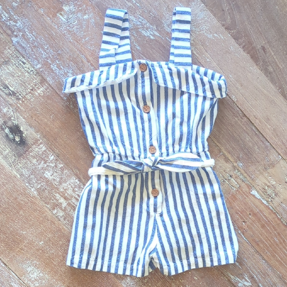 Striped Blue & White Girls' Romper - Brand: Mayoral